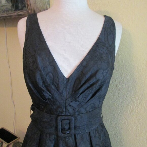 Gorgeous Black Sexy Classy Lace Dress Empire Belted Waist - Picture 2 of 5